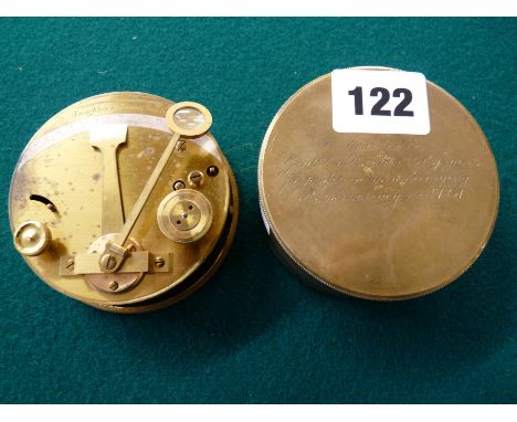 Troughton & Simms of London Brass Marine compass engraved 'Awarded to Gentleman Cadet Edward R James for proficiency in surve
