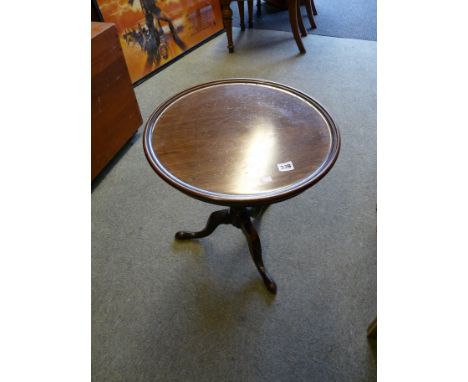 19thC Mahogany wine table with shaped supports over twist stem and tripod legs, Condition - Repair to leg