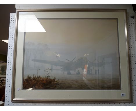 Gerald Coulson; Lithographic print, Bomber at dawn, 75 x 56cm