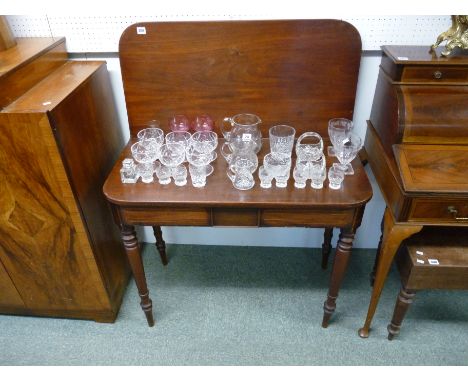Victorian Mahogany fold over card table on turned legs, 91cm in width, Condition - Some light wear