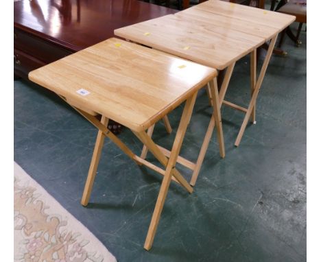 Three light wood folding occasional tables