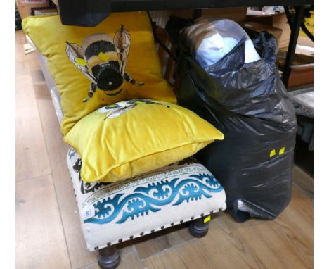Cushions and tapestry top footstool