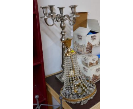 Vintage chandelier style light fitting and candelabra, 70 cm high