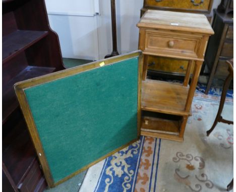 Tall Country Pine square unit and green baize top folding card table
