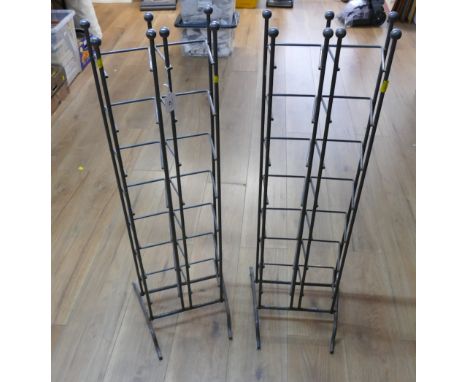 Two metal industrial style CD racks
