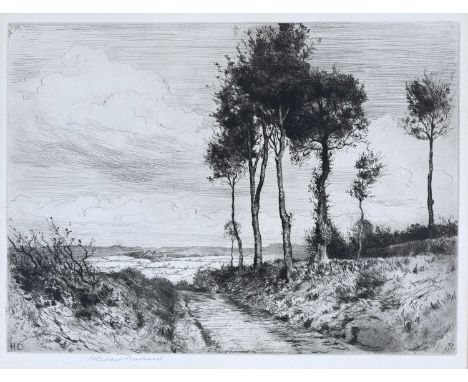Herbert Thomas Dicksee (British, 1862-1942), Rural Landscape, signed and blind stamp l.l., etching, published by Frost &amp; 