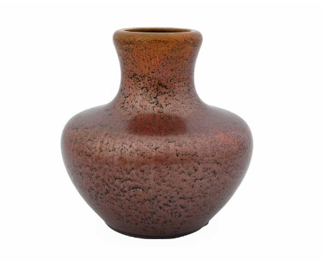 Pilkington, a Royal Lancastrian aventurine glazed vase, 1909, wide shouldered bulbous form, crystalline copper lustre glaze, 