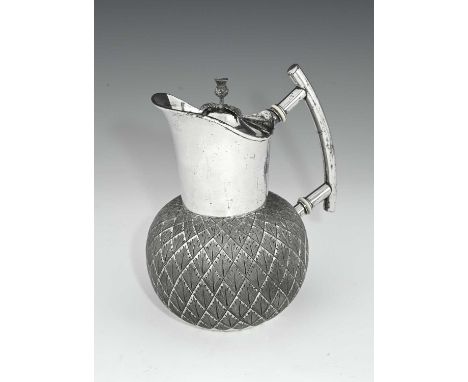 A Scottish Aesthetic Movement novelty silver plated claret jug or water jug, circa 1870, in the form of a thistle flower, the