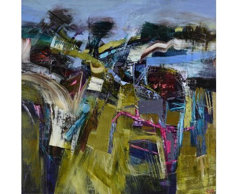 Celia Wilkinson (British, 20th/21st Century), Shift, signed with initials l.r., titled verso, acrylic on canvas, 80 by 80cm, 