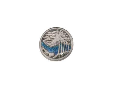David Veasey for Liberty and Co., a Cymric Arts and Crafts silver and enamelled brooch, Birmingham 1901, circular form, model
