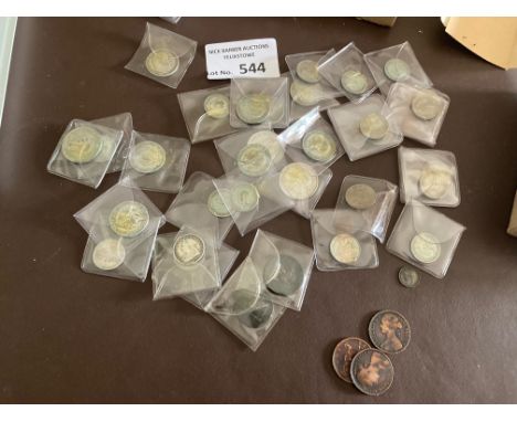Collectables : Coins - GB silver mostly pre QE11 all in sleeves and look in good cond, some uncirculated approx weight 250 gr