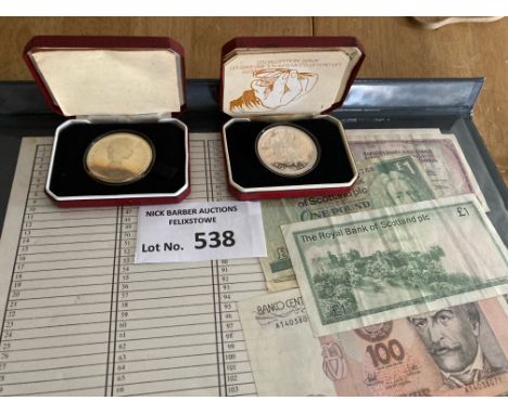 Collectables : Coins etc - case of various but does inc some GB Pobjoy silver crowns & QV Crown 1891