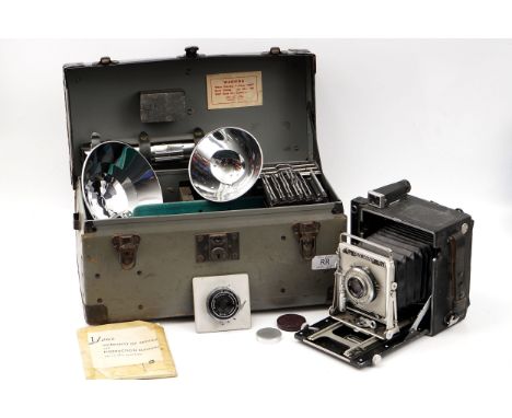 A Graflex Speed Graphic Large Format Camera, with Kodak Ektar f/4.7 127mm and Schneider Angulon f/6.8 90mm lenses, together w