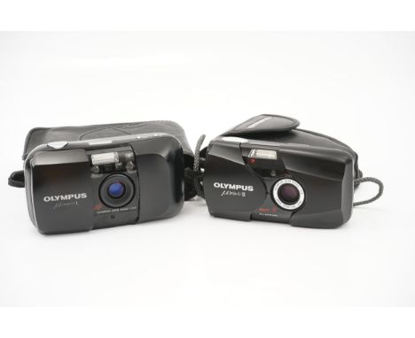 An Olympus MJU II Compact Camera, together with a MJU I, both in maker's cases (2)