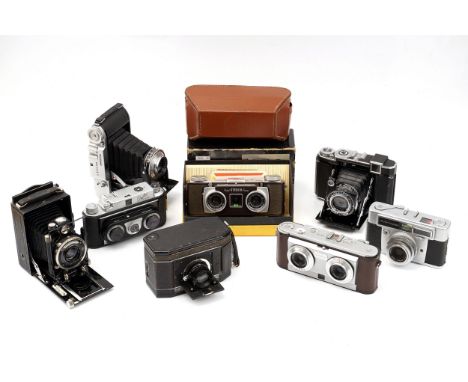 A Selection of Various Cameras, including Zeiss Ikon Super Ikonta 532/16, Voigtlander Bessa I, Graflex National Series II and