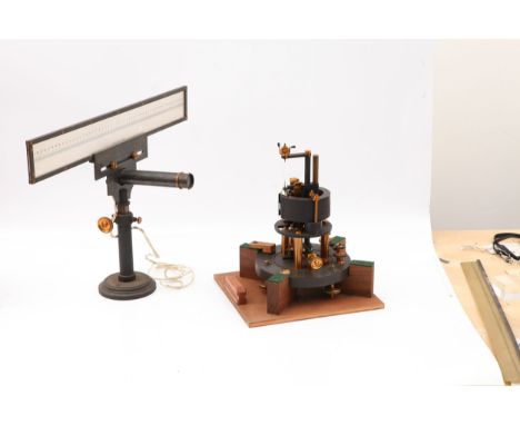 A Mirror Galvanometer &amp; Lamp C.1900, signed 'Sullivan', with the galvanomter on 3 adjustable feet with removeable cover, 