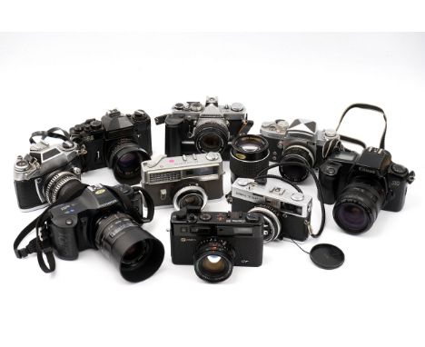 A Selection of Various Cameras, including Olympus OM-1 MD, Miranda Sensormat RE, Polaroid Impulse AF and more (a lot)