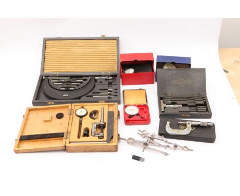 A Large Collection of Engineer's Tools, including depth guage, dials and micrometers
