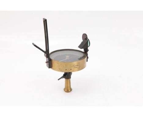 A Fine French Surveying Compass Signed in script 'Secretan, Paris' to the side, on conical staff mount with ball &amp; socket