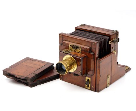  Moorse Quarter Plate Mahogany Tailboard Camera, re-varnished, with unmarked f/8 brass lens, in , with two DDSCondition Repor