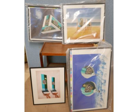Four vintage John Players advertising prints, framed 