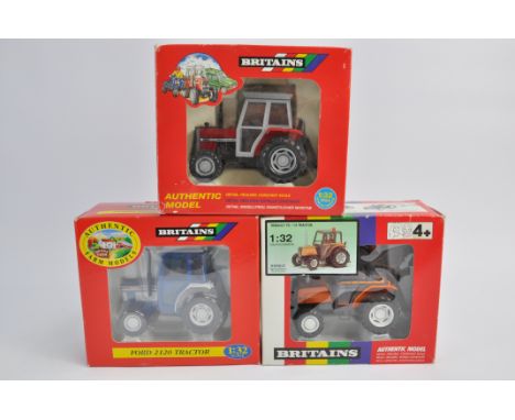 Britains Massey Ferguson 362 Tractor, Ford 2120 and Renault 70.14. All M in G to VG boxes. (3)