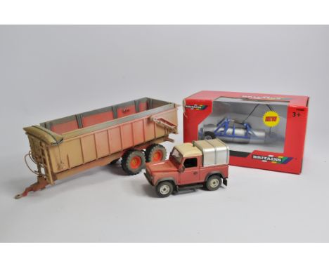 Customised and Weathered 1/32 Farm Implements and Vehicles including Trailer and Land Rover plus Britains Roller. Ideal for D