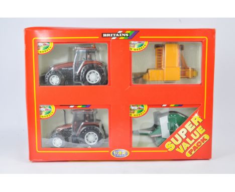 Scarce Britains 1/32 Super Value Pack Set including Fiatagri L85 and M160 Tractor Models plus Round and Square Balers. M in E