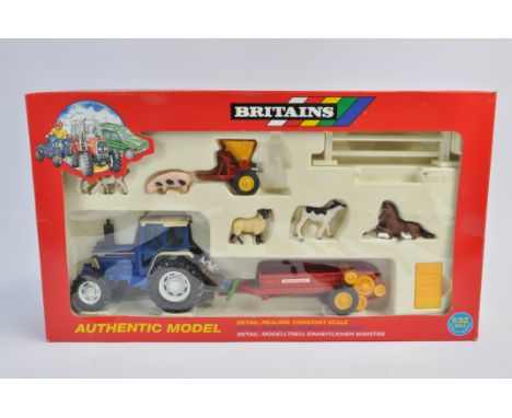 Britains 1/32 Ford 5610 Tractor and Implement Set. NM to M in VG Box.