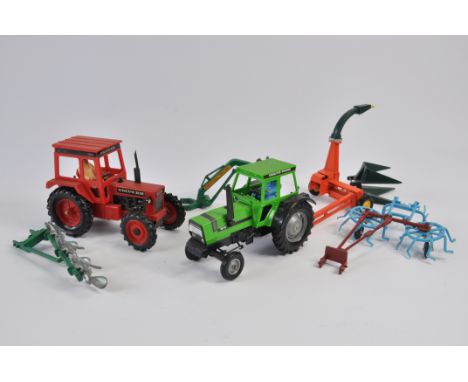 Britains 1/32 Tractor and Implement Selection including Custom Deutz DX92 on 2WD. Generally G. (6)
