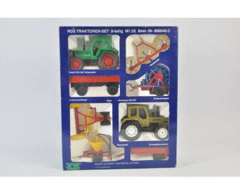 Scarce ROS 1/32 Fendt and Hurlimann Tractor and Implement Set. M in VG Box.