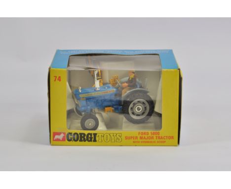 Corgi No. 74 Ford 5000 Tractor with Scoop. NM to M in VG to E Box.