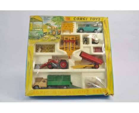 Corgi GS No. 5 Agricultural Gift Set including Massey Ferguson Tractor, Land Rover, Truck and Implements. Generally VG in G B