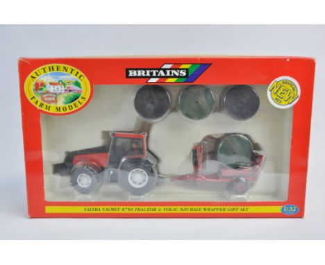 Britains 1/32 Valtra 8750 Tractor and Volac Bale Wrapper Set. NM to M in E Box.