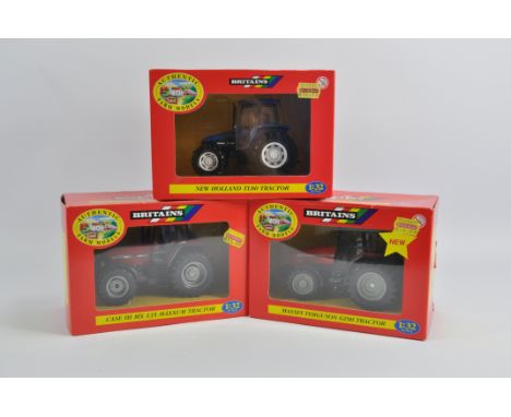 Britains 1/32 Tractor Trio including Case MX135, New Holland TL80 and MF6290. All M in E Boxes. (3)