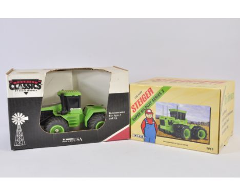 Scale Models 1/32 Steiger Panther plus Ertl 1/32 Steiger Super Wildcat II Tractor. Both M in G to E Boxes. (2)