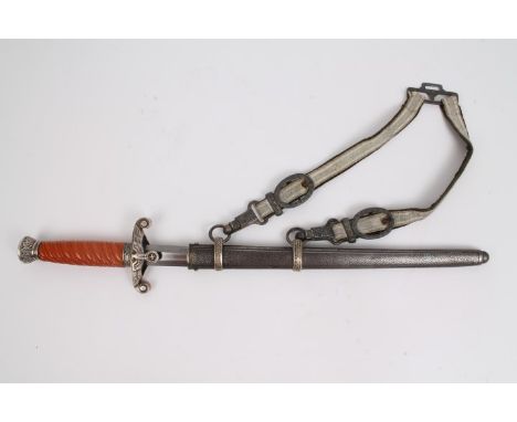 Nazi Army Officers' dress dagger with orange plastic grip, by Anton Wingen Solingen, with plated mounts and dimpled scabbard 