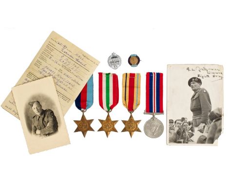 Interesting Second World War medal group, comprising 1939 - 1945 Star, Italy Star, Africa Star and War medal, together with C
