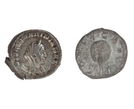 Roman - C. 256 - 257, Mariniana (wife of Valerian), Billion Antoninianus R / Peacock (x 2) (Rare).  GF and AEF (2 coins in to