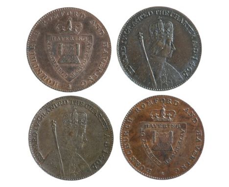 Essex - Hornchurch and Romford 18th century Halfpenny tokens - Bust of Edward IV R / Shield, Rose Below (D & H 33) (x 3).  GV