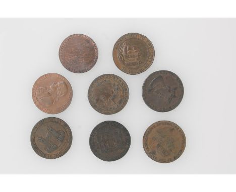 Somerset 18th century Halfpenny tokens - Bath, In Centre, Glover's London, etc, R / No. 39 Milsom Street, etc (D & H 28).  GE