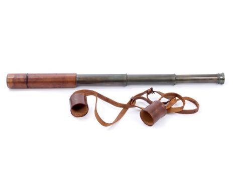 First World War period four-draw telescope by Broadhurst Clarkson & Co. Ltd., 63 Farringdon Road, London, E.C., in brown leat