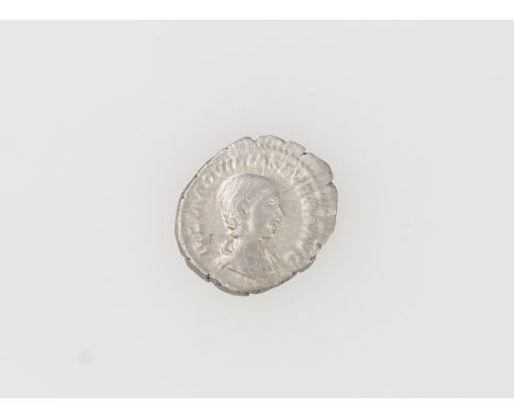 Roman - Severan Dynasty - Aquilia Severa (wife of Elagabalus) AR Denarius R / Concordia (Ref:  Spink 7679).  AVF (V. Scarce) 