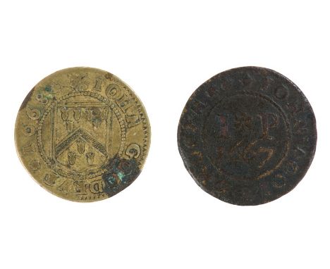 Essex - Great and Little Waltham 17th century Halfpenny tokens - John Poole ½ 1667 Grocer.  F (V. Rare) and John Goodeve ½ 16