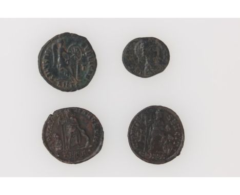 Roman - Theodosius I AE 2 R / Virtus Exercit.  GVF, Aelia Flaccilia (wife of Theodosius I) AE 2 R / Salvs Republicae.  GF - A