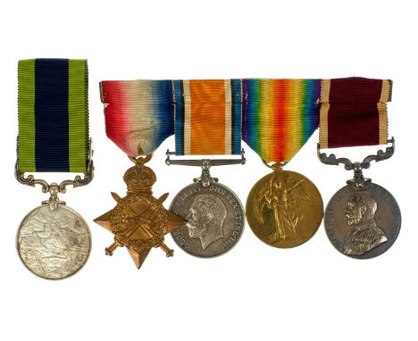 First World War and later Long Service and Good Conduct medal group, comprising 1914 - 1915, War and Victory, Star, named to 