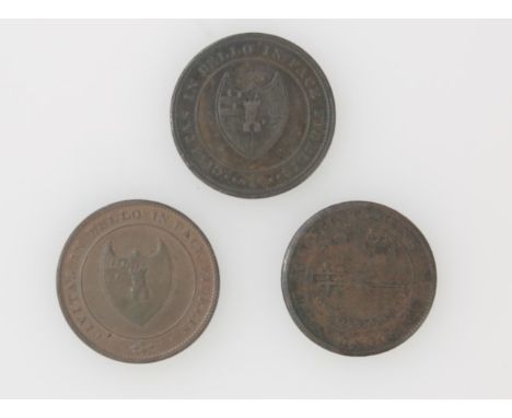 Worcestershire 19th century Penny tokens - 1812 Dudley, Anvil Pointing to the Left (Davis 7).  GF - AVF (Scarce), 1811 Worces