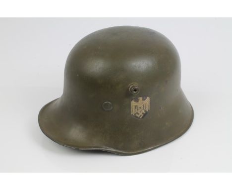 Nazi M16 pattern Wehrmacht transitional helmet with double decals and leather lining