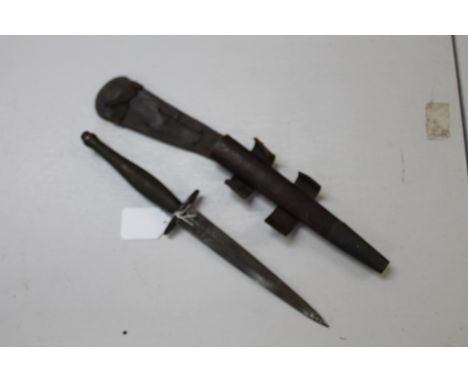 Second World War British F.S. Commando knife (2nd pattern), by Wilkinson Sword, with checkered hilt, straight crossguard and 