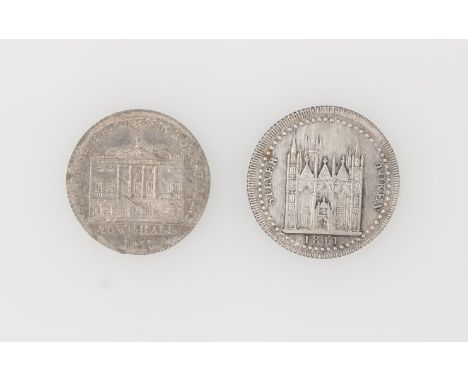 19th century silver tokens - Northamptonshire - Peterborough Cole & Co. Bankers One Shilling and Sixpence 1811 R / View of Ca